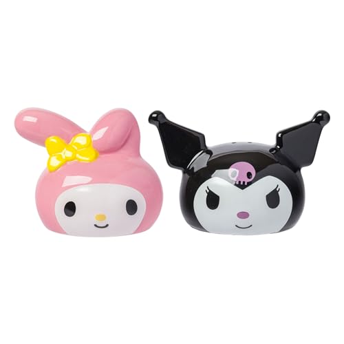 Silver Buffalo Sanrio Hello Kitty and Friends My Melody And Kuromi 3D Sculpted Ceramic Salt and Pepper Shaker Set - Standard - Sanrio Melody And Kuromi Faces