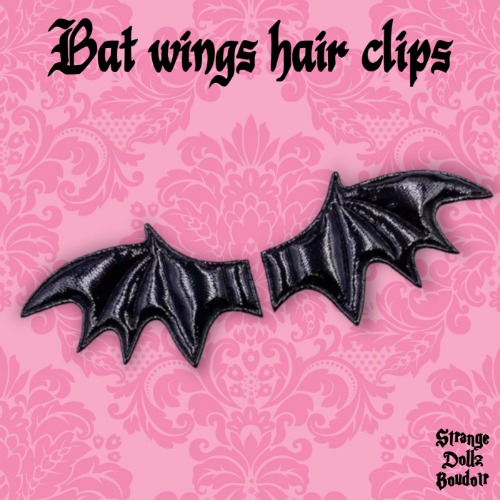 Bat wings hair clips, Succubus, Demon, Gothic Cosplay Harajuku, Halloween, Strange Dollz Boudoir