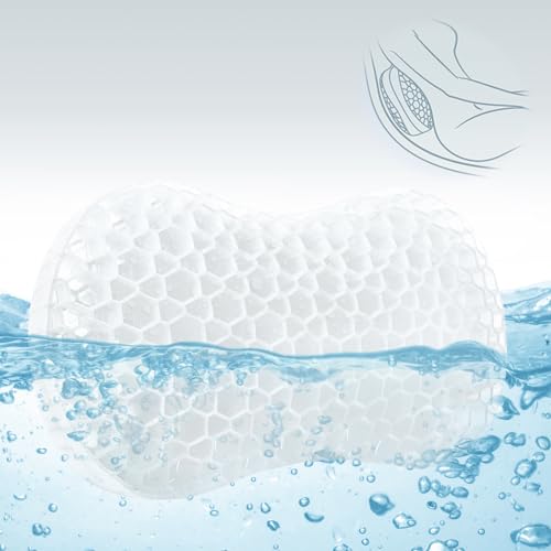 Sunlit Bath Jello Mini Gel Bath Pillows, Lumbar Pillow for Bathtub, Back Support Pillow, Gel Pillow with Non-Slip Suction Cups for Lumbar, Back Rest Support, Fits Curved or Straight Back Tubs, Aqua - Bath Jello - White