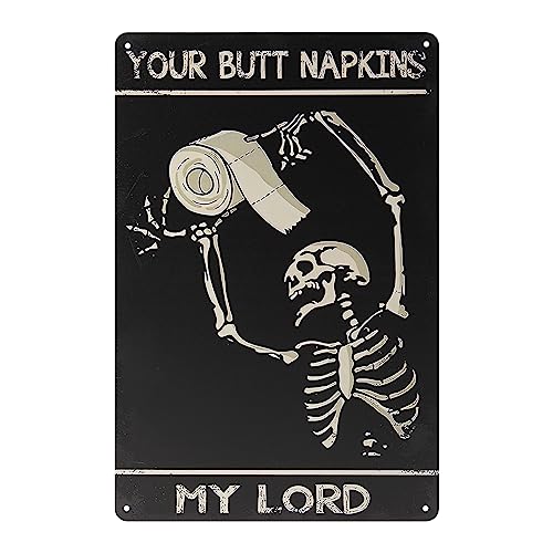 Tops Home Gothic Decor Bathroom, Funny Tin Signs, Wall Decor Skeleton, Goth Decor Bedroom, Wall Art, Retro Metal Decoration, Tinplate Painting, Witchy Home Decor, 8 x 12 Inch - Skeleton