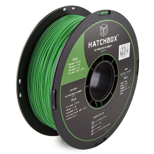 HATCHBOX 1,75 mm grünes PLA-Filament für 3D-Drucker - 1 kg-Spule - Maßgenauigkeit +/- 0,03 mm - grün