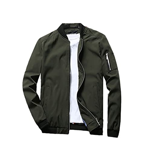 Spring Men's Bomber Jacket Zipper Jacket Casual Streetwear Hip-Hop Slim Jacket - 3X-Large - Green