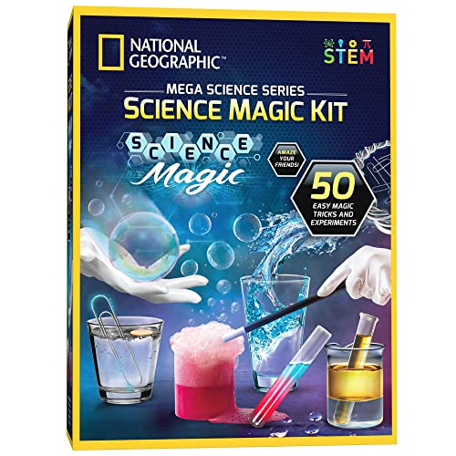 NATIONAL GEOGRAPHIC Science Magic Set – Science Kit for Kids with 50 Unique Experiments and Magic Tricks, Chemistry Set and STEM Toy, A Great Gift for Boys and Girls
