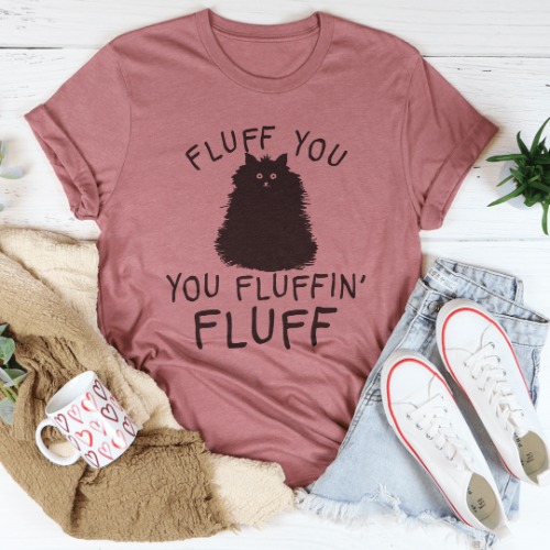 Fluff You Cat Tee - Mauve / S