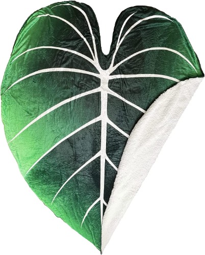 Green Philosophy Co. Giant Leaf Shaped Blanket (Philodendron Gloriosum) Large Modern Home Decorative Leaves Design Soft Warm & Cozy Throw for Living Room Couch Sofa Bed Perfect for Plant Lovers - Philodendron Gloriosum