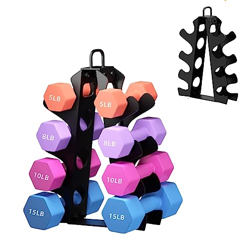 Weight Rack for Dumbbells(Dumbbells not included), EXBTOKA Compact A-Frame Dumbbell Rack Stand Only, Dumbbell Rack with Handle, for Home Gym Workout - 4 Tier