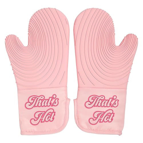 Paris Hilton That's HOT Pink Oven Mitt Set, Heat Resistant Pot Holders Featuring Non-Slip Textured Silicone Grips, 2-Piece Set, Pink