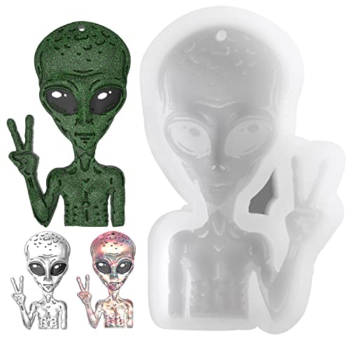 Christmas Molds Silicone Epoxy Resin Mold, Keychain Molds for Epoxy Resin, Car Rear View Mirror Pendant Gift, Christmas Decorations for Epoxy Resin, Themed Party Alien Crafts for Halloween - Alien Mold
