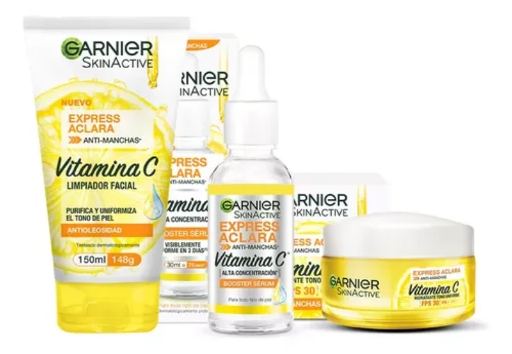 Kit Garnier Express Aclara: Serum, Crema Y Gel Vitamina C