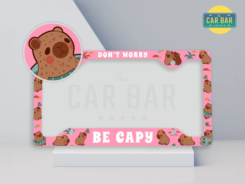 Capybara License Plate Frame, Cute Pink Car Accessories For Women, Funny Capybara Birthday Gift, Capy Car Decor, Capybara Lover Plate Cover