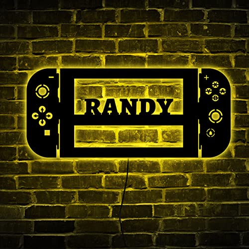 Custom Video Game Room Wood Wall Art LED Light Personalized Switch Control Gamer Name Sign Home Decor Game Zone Kid Nursery Decoration Xmas - Switch