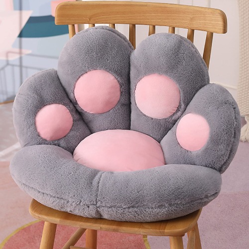 Cute Cat Paw Shaped Pillow Seat Cushion 32" x 28", Soft Jumbo Lazy Sofa Kawaii Bear Paw Pillows Tatami Floor Seating Cushions Mat Chair Pad for Dining Room, Bedroom, Office, Living Room, Large Grey