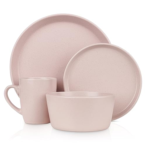 Stone Lain Albie 16-Piece Dinnerware Set Stoneware, Pink - 16 Piece - Service for 4 - Pink