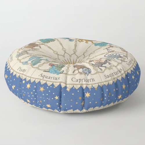 Vintage Astrology Zodiac Wheel Floor Pillow