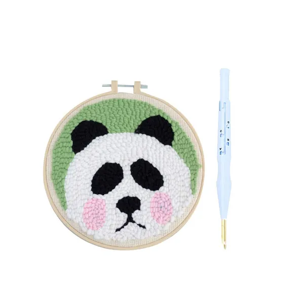 Healifty 1 Set Punch Needle Embroidery Starter Kits Punch Needle Tool Threader Fabric Embroidery Hoop Yarn Rug Punch Needle for Kids Home (Panda Style) - Panda Style 20 x 20 x 1 cm