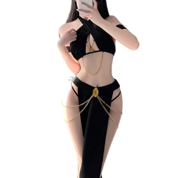 paloli Women Japanese Anime Miko Cosplay Outfit, Red And White Kimono Bra And Panty Set Witch Cosplay Costume