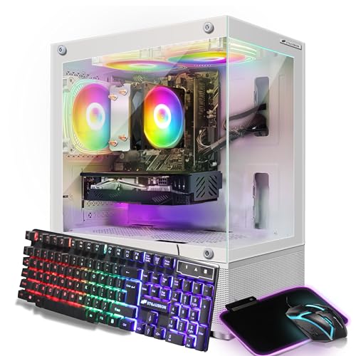 STGAubron Gaming Desktop PC, AMD Athlon 3000G 3.5G, 16G RAM, 1T SSD, Radeon RX 580 16G GDDR5, 600M WiFi, BT 5.0, RGB Fan x 4, RGB Keyboard & Mouse & Mouse Pad, W11H64