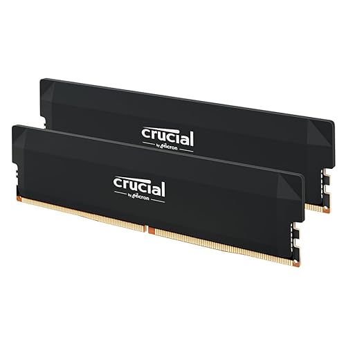 Crucial Pro DDR5 RAM 64GB Kit (2x32GB) 6400MHz CL40, Overclocking Desktop Gaming Memory, Intel XMP 3.0 & AMD Expo Compatible – Black CP2K32G64C40U5B - 64GB Kit (2x32GB) Black - 6400MHz