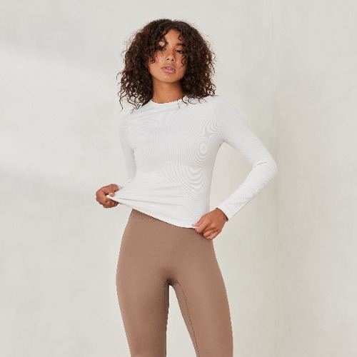 Essential Ribbed Long Sleeve Top - Off White | S