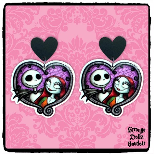 Love Nightmare gothic earrings, 925 sterling silver, Halloween, Strange Dollz Boudoir
