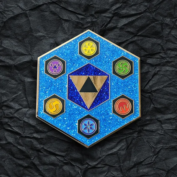 Chamber Of Sages Enamel Pin | The Legend Of Zelda: Ocarina Of Time Collectible Lapel Pin, Triforce Video Game Brooch / Badge, Gold Metal