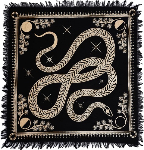 ASAV Tarot Altar Cloth Golden Snake Dragon Table Napkin Cloth Witchery Supplies Home Decor Wall Art Spiritual Witchcraft Square (18x18 Inches (46x46 Cm)) - 18x18 Inches (46x46 Cm)