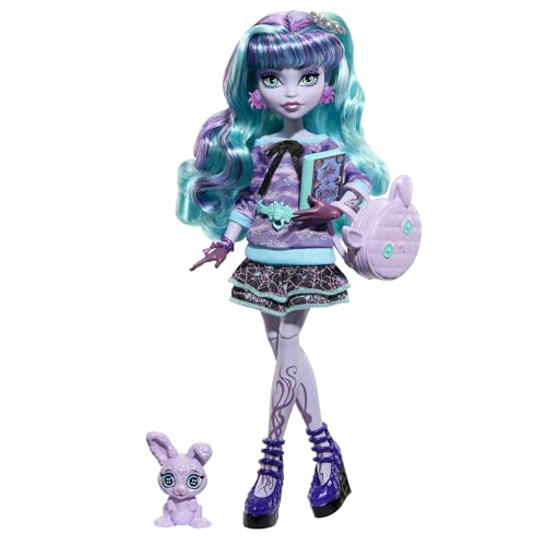 Monster High Doll and Sleepover Accessories, Twyla Doll with Pet Bunny Dustin, Creepover Party, HLP87