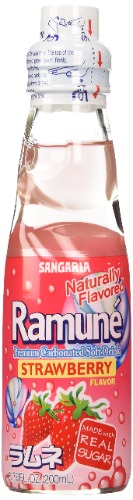 Sangaria Ramune Marble Soft Drink Strawberry Flavor 6 Pack - Strawberry 6.76 Fl Oz (Pack of 6)