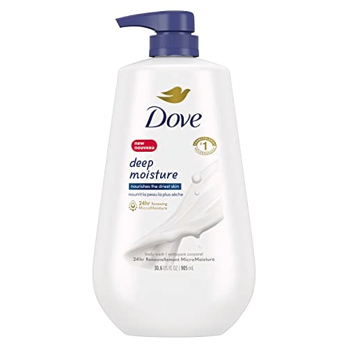 Dove Body Wash with Pump Deep Moisture For Dry Skin Moisturizing Skin Cleanser with 24hr Renewing MicroMoisture Nourishes The Driest Skin 30.6 oz - 30.6 Fl Oz (Pack of 1)