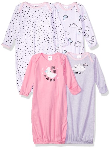 Gerber Unisex Baby Boy and Girls 4-Pack Sleeper Gown - 0-6 Months Clouds