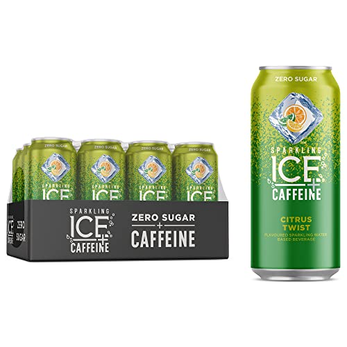 ‎Sparkling Ice Caffeine Citrus Twist Sparkling Water. Caffeinated Sparkling Water from Coffee Beans and Green Tea Extracts for the Perfect Pick-Me-Up., 473 mL (Pack of 12) - Citrus Twist (Caffeine) - 473 ml (Pack of 12)