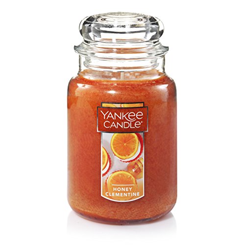 Yankee Candle Honey Clementine Scented, Classic 22oz Large Jar Single Wick Aromatherapy Candle, Over 110 Hours of Burn Time, Apothecary Jar Fall Candle, Autumn Candle Scented for Home - Honey Clementine - Classic Large Jar