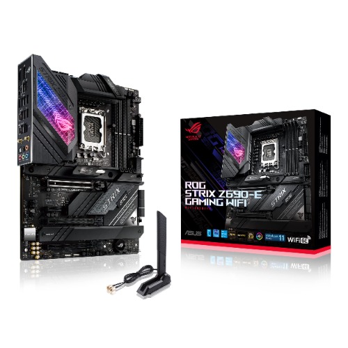 ASUS ROG Strix Z690-E Gaming WiFi 6E LGA 1700(Intel 12th Gen)ATX gaming motherboard(PCIe 5.0,DDR5,2.5 Gb LAN,Thunderbolt 4,5xM.2,1xPCIe 5.0 M.2,ROG Hyper M.2 Card,Front panel USB 3.2 Gen 2x2 Type-C) - ATX gaming motherboard