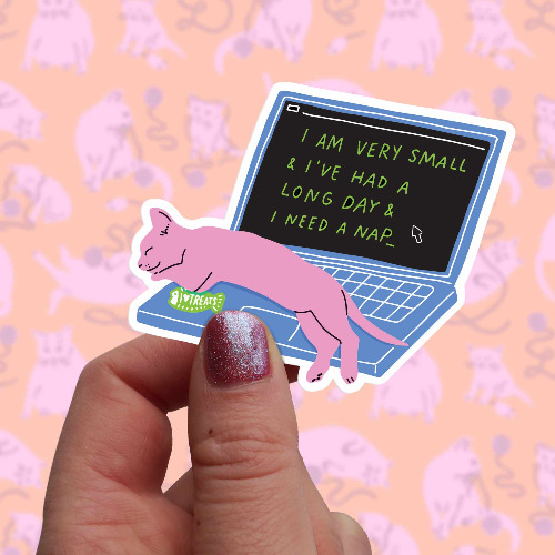 Laptop Kitty Clear Vinyl Sticker | Default Title