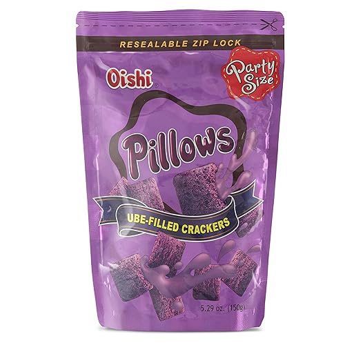Oishi Pillows Ube Filled Crackers,5.29 Ounce Pack of 2 - Ube - 5.29 Ounce (Pack of 2)