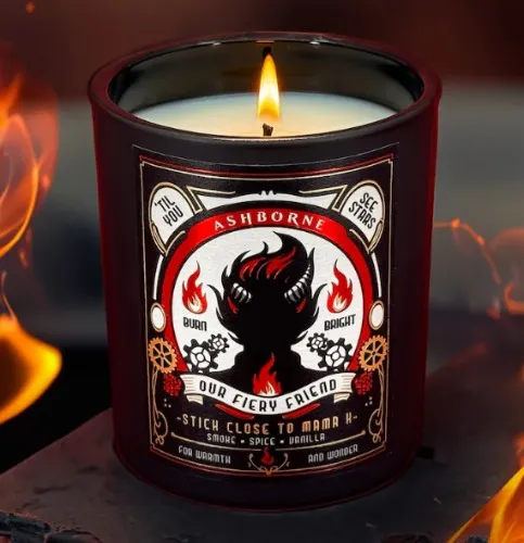 Our Fiery Friend - Karlach Inspired Scented Candle - Smoke, Vanilla, Spice