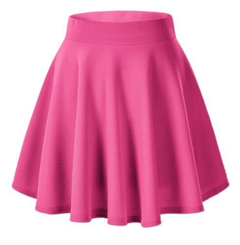 Urban CoCo Women's Basic Versatile Stretchy Flared Casual Mini Skater Skirt - X-Large Rose