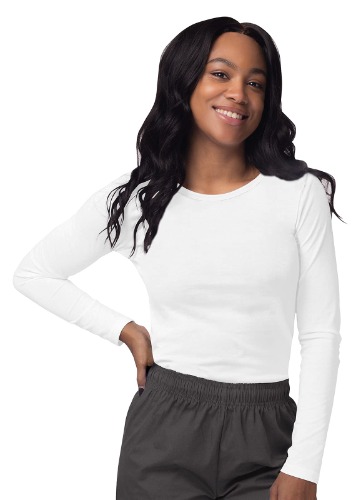 SIVVAN Scrubs for Women - Long Sleeve Comfort Underscrub Tee - Small White