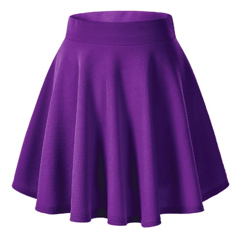 Urban CoCo Women's Basic Versatile Stretchy Flared Casual Mini Skater Skirt - X-Large Deep Purple