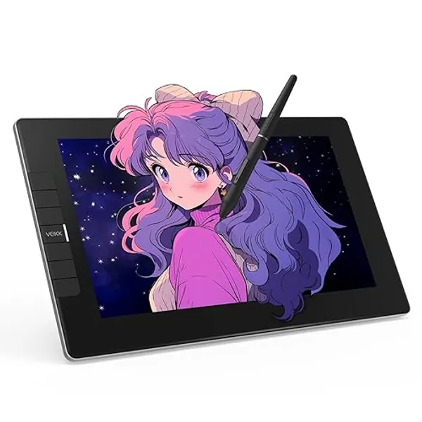 VEIKK VK1200 V2 Drawing Tablet with Screen,11.6 Inch Full-Laminated Graphic Drawing Monitor,2 Battery-Free Pen and Tilt Function,6 Customized Keys,Anti-Glare Glass(Must be Connected to a PC to Work) - 11.6 inch - 6 shortcut Keys