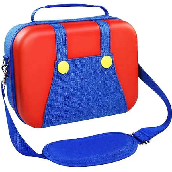 iVoler Carrying Storage Case for Nintendo Switch/Switch OLED Model,Portable Travel All Protective Hard Messenger Bag Soft Lining 18 Games for Switch Console Pro Controller & Accessories Red+Blue - Red+ Blue