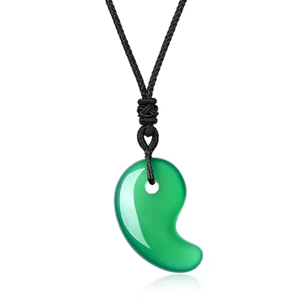 AMORWING Three Sacred Treasures Magatama Pendant Necklace - Malachite
