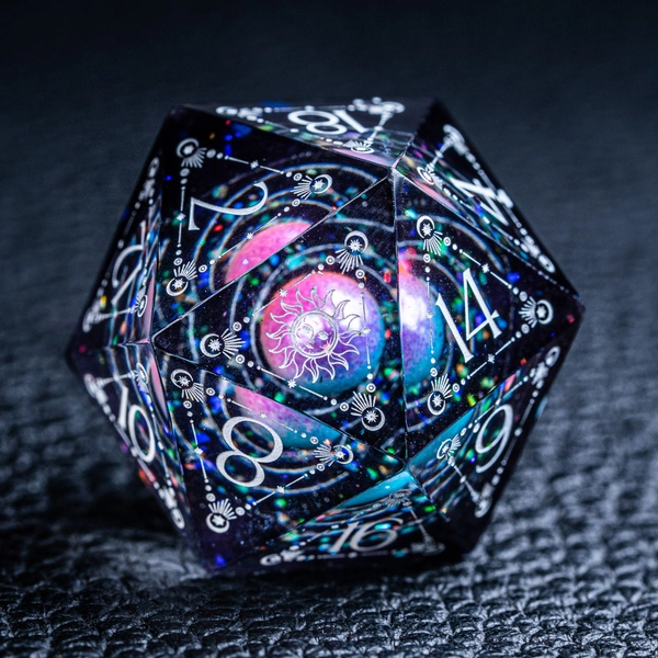 Full Set Handmade Resin Sharp Edge Dice Polyhedral Dice Set Tarot - The Opal Pieces Galaxy