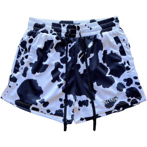 MOO THAI SHORTS (MID THIGH CUT) - BLACK COW | S (26-30)