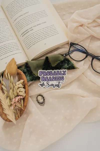 Spicy Romance Lit Sticker, Probably Reading Smut Vinyl Die-Cut, for Adult Book Lovers, Witty Book Lover Gift, Bookish Merch