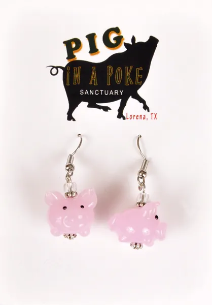 Pig Pink Lampwork Glass Bead Dangle Earrings, Pig Gift for Pig Lovers, Animal Jewelry for Animal Lovers, Pig Lover Gift, Teacher's Gift