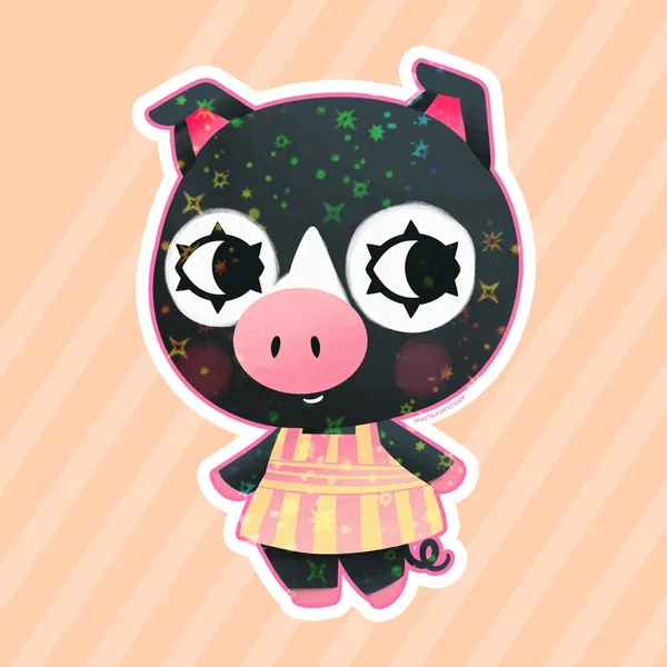Agnes Animal Crossing Cute Vinyl Sparkly Star Holographic Sticker