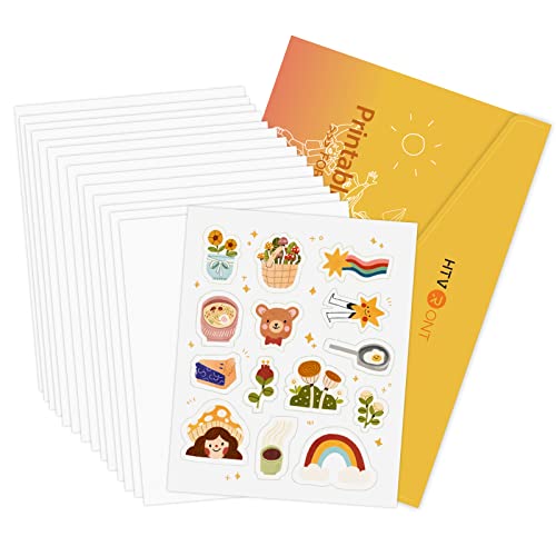 HTVRONT Bedruckbares Vinyl-15 Blätter Vinylfolie Sticker Papier zum Bedrucken (216x280 mm), Aufkleber Selbstklebend Wasserfest für Tintenstrahldrucker und Laserdrucker(Glänzend) - Glänzend - 15 Blätter