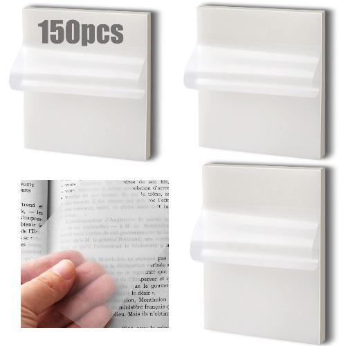 150 Blätter Transparente Haftnotizen, Wasserdichte Selbstklebendes Sticky Notes, Wiederbeschreibbare Notizzettel Tolles Büromaterial für Studenten und Mitarbeiter (100PK 7.5*7.5cm+50PK 9.5*7cm) - 100PK 7.5*7.5cm+50PK 9.5*7cm