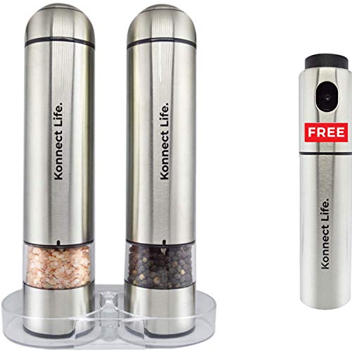 Konnect Life Premium Electric Salt & Pepper Grinder – Battery Operated – Adjustable Coarseness – LED Light (2) - 2